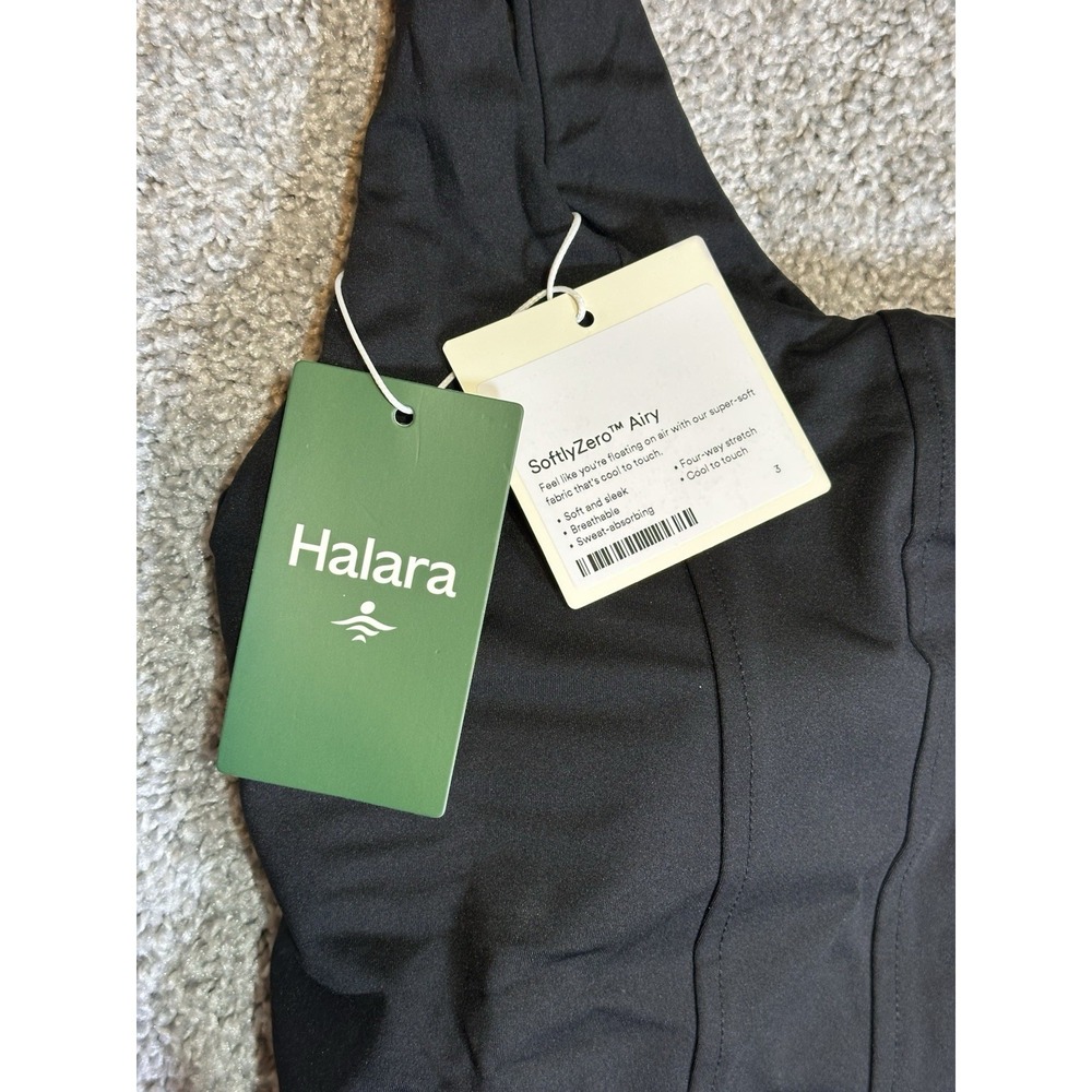 Halara Ruched Bodycon Midi Dress Black Built In Bra Sleeveless Size Large NWT - Picture 4 of 7